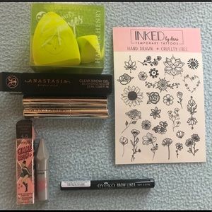 Sponges, brow stuff, temp tattoos (bundle of 6)